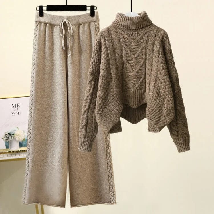 Arrow Vivid Color Cable Sweater Wide Pants Two Piece Set Meowhiskers