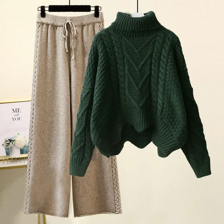 Arrow Vivid Color Cable Sweater Wide Pants Two Piece Set Meowhiskers