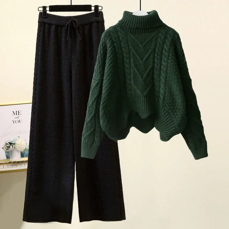 Arrow Vivid Color Cable Sweater Wide Pants Two Piece Set Meowhiskers