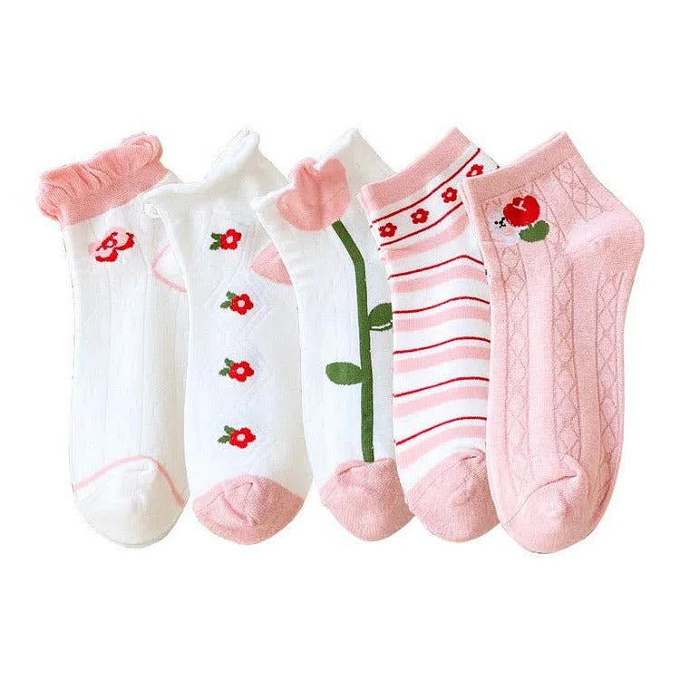 Cute Cartoon Floral Cotton Socks