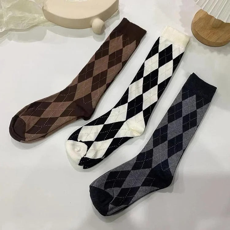 JK Rhombus Pattern Print Socks