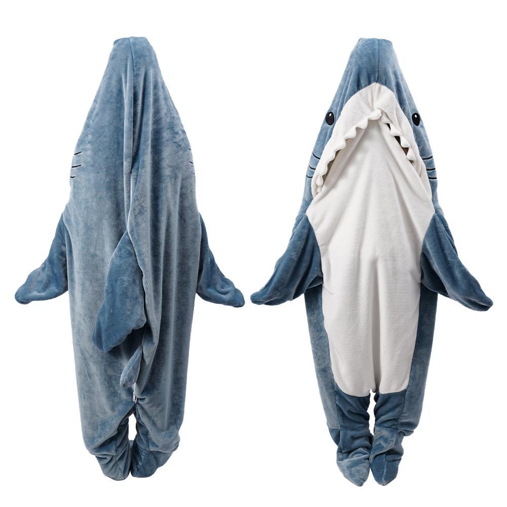 Cartoon Shark Hooded Blanket Pajamas
