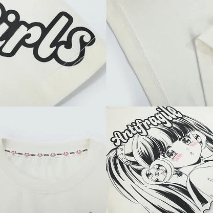 Anime Girls Print Matching Best Friends Loose T-Shirt