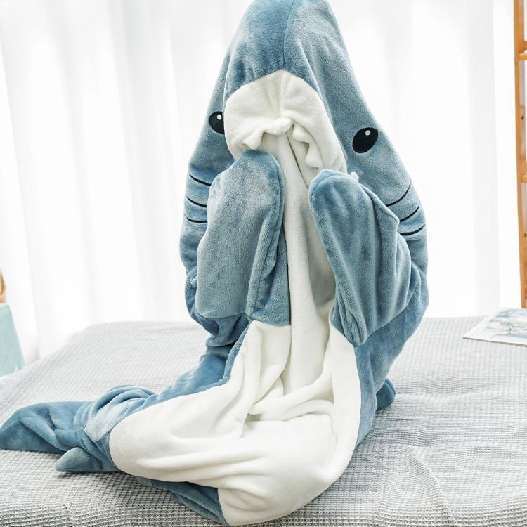 Cartoon Shark Hooded Blanket Pajamas