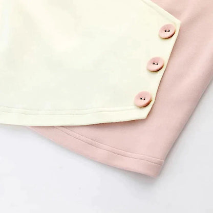 Colorblock Love Heart Hollow Out Collar T-Shirt Mini Denim Skirt