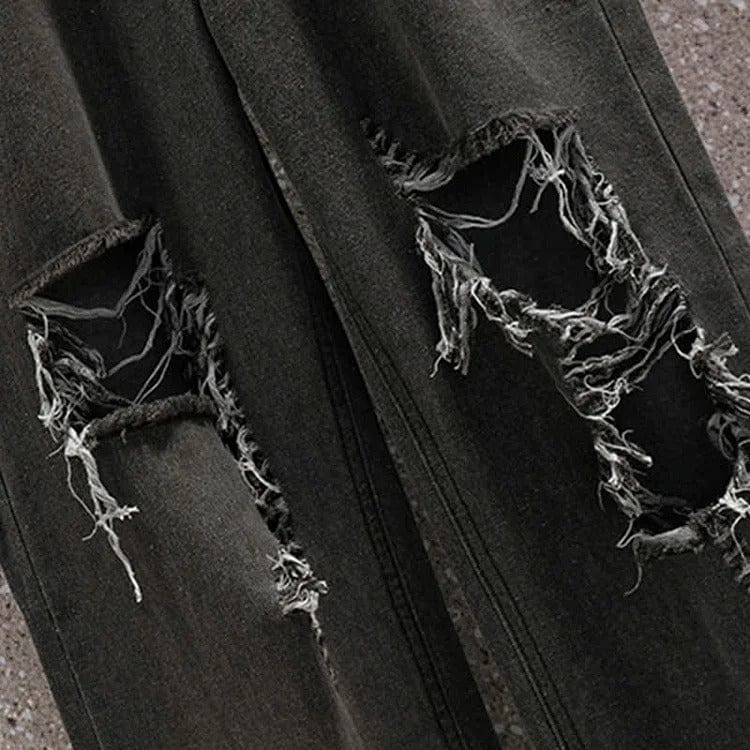 Bowknot Lapel Shirt Ripped Denim Overalls Pants Two Piece Set Meowhiskers