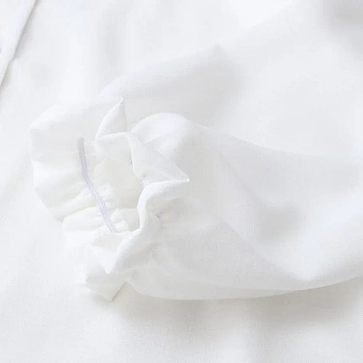 Bowknot Lapel Shirt Ripped Denim Overalls Pants Two Piece Set Meowhiskers