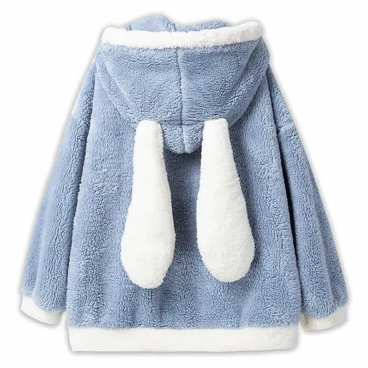 Lovely Cartoon Puppy Pocket Plush Hooded Pajamas Two Piece Set