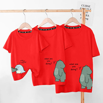 Cartoon Dinosaur Letter Print Family Matching T-Shirt