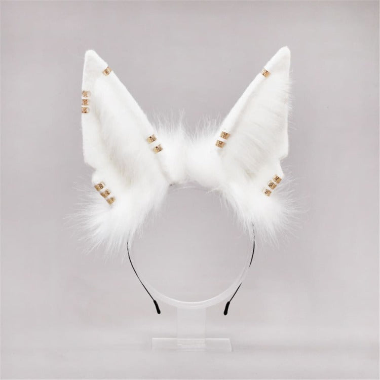 Plush Fox Long Ears Tail Cosplay Headband Accessory Two Piece Set