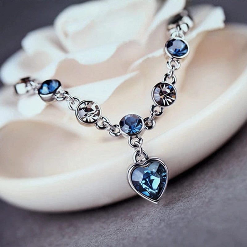 Crystal Heart Ocean Pendant Bracelets Meowhiskers