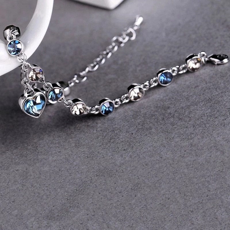 Crystal Heart Ocean Pendant Bracelets Meowhiskers