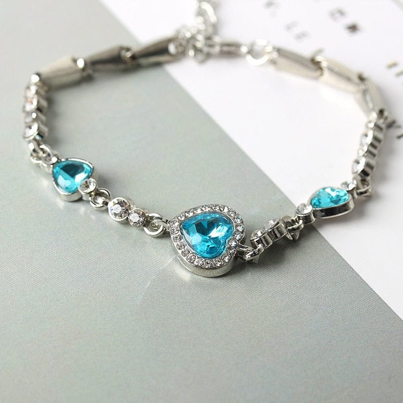 Crystal Heart Ocean Pendant Bracelets Meowhiskers