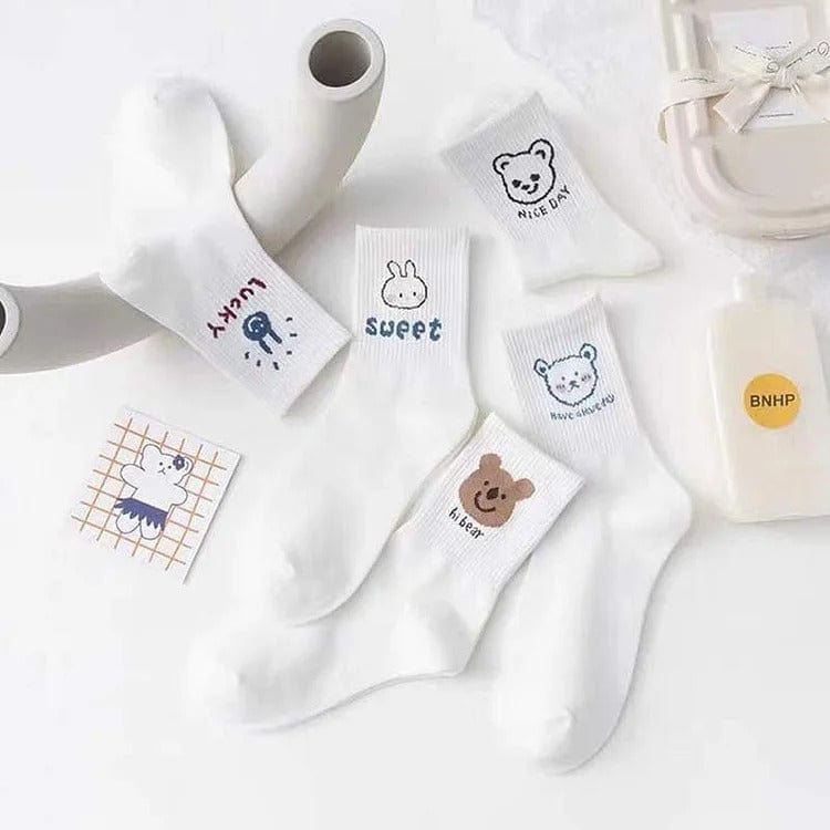 Cute Cartoon Letter Animal Socks Meowhiskers