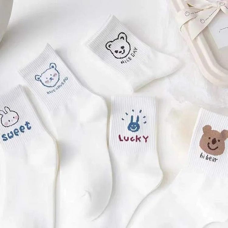 Cute Cartoon Letter Animal Socks Meowhiskers