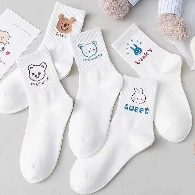 Cute Cartoon Letter Animal Socks Meowhiskers