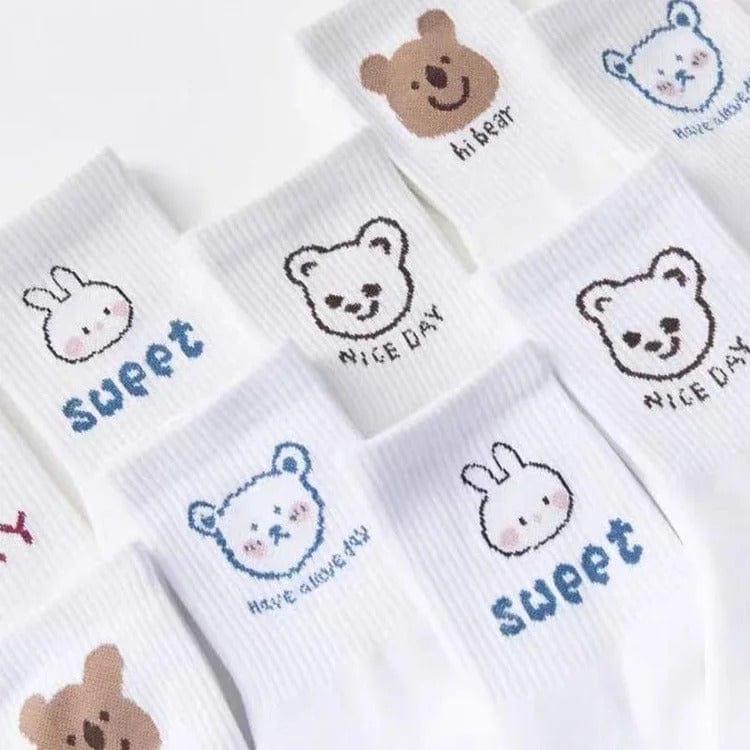 Cute Cartoon Letter Animal Socks Meowhiskers