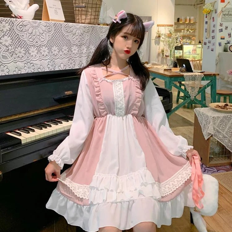 Kawaii Sweet Lolita Hem Stitching Dress