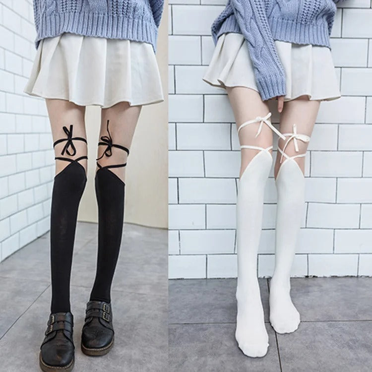 Kawaii Lolita Strap Over Knee Socks