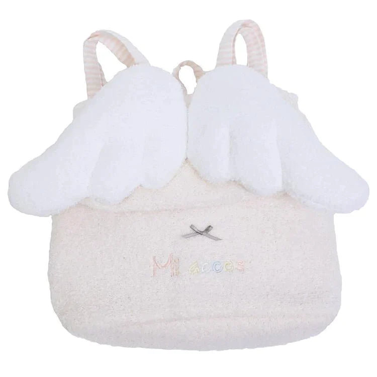 Kawaii Letter Embroidery Plush Angel Wings Backpack