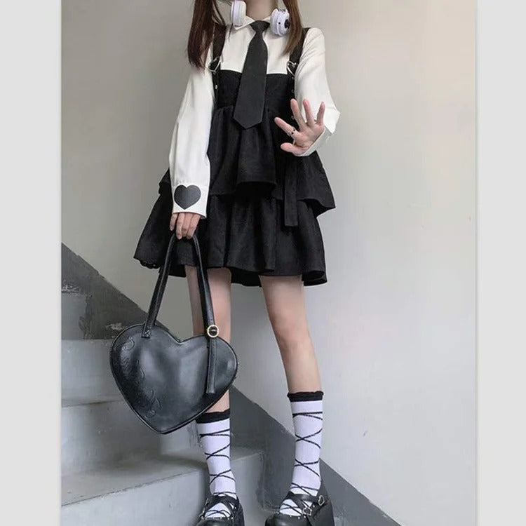 Kawaii Black Ruffle Layer Lolita Skirt