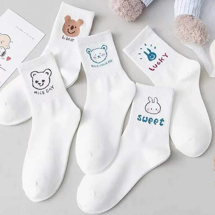 Cute Cartoon Letter Animal Socks