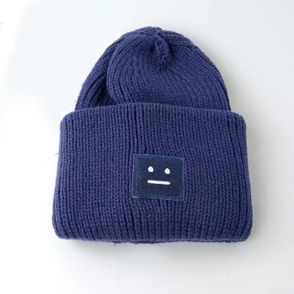 Kawaii Square Smiling Face Knit Hat