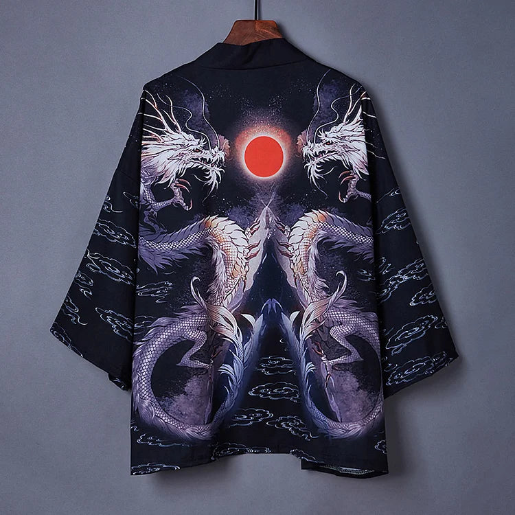 Vintage Dragon Crane Kimono Outerwear