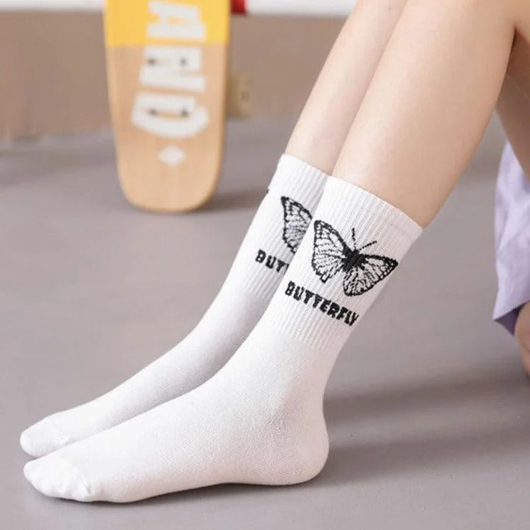 Cartoon Butterfly Letter Ankle Socks