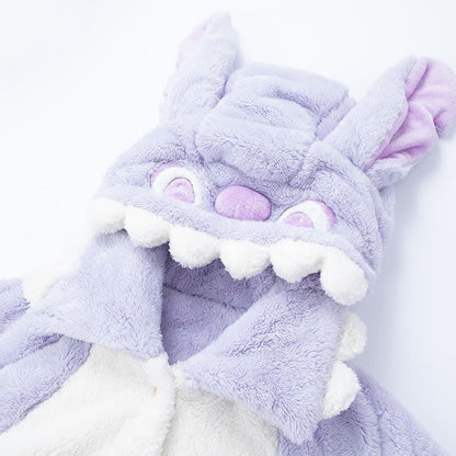 Kawaii Cartoon Monster Plush Hooded Pajamas Set
