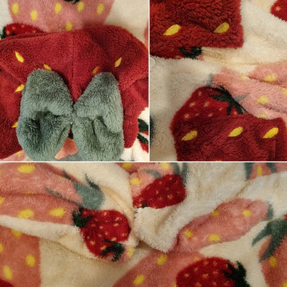 Kawaii Sweet Strawberry Hooded Pajamas Dress