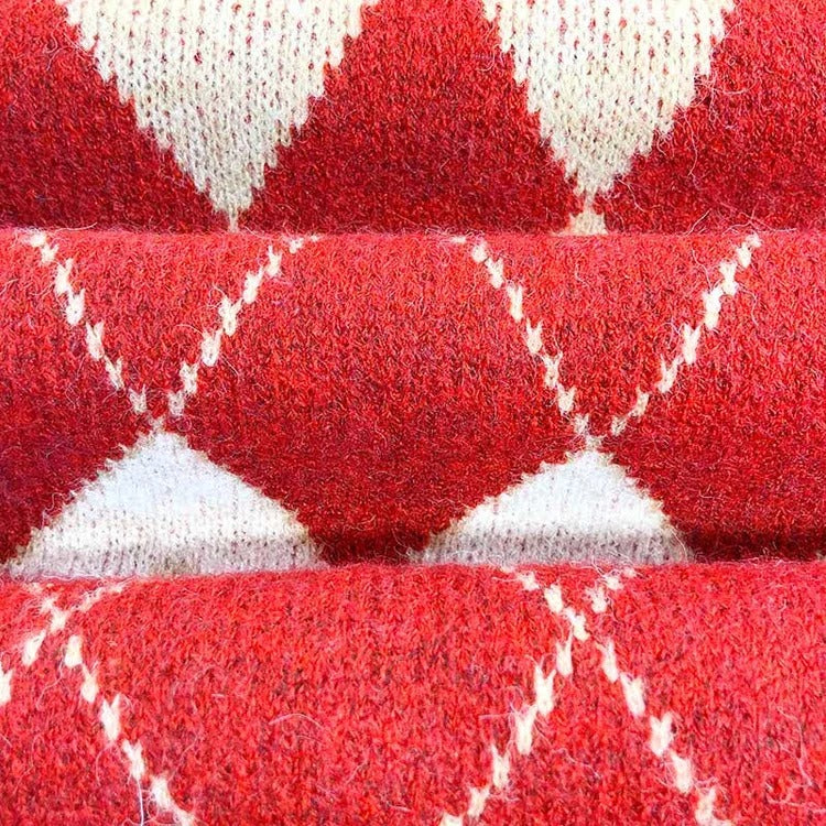 Vintage Rhombus Plaid Sweater Slip Dress Two Piece Set
