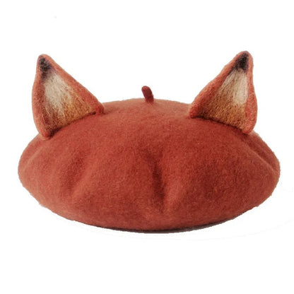 Vintage Fox Ear Beret Hat