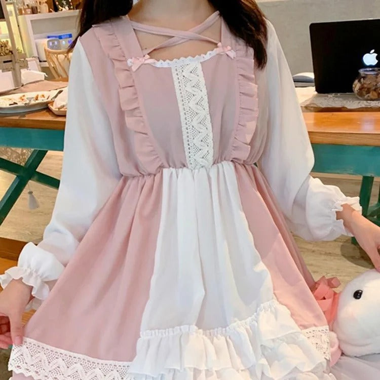 Kawaii Sweet Lolita Hem Stitching Dress