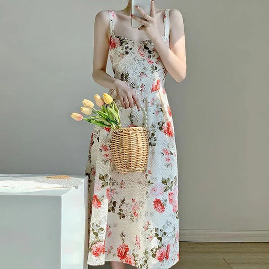 Chic Vintage Floral Print A-line Slip Dress