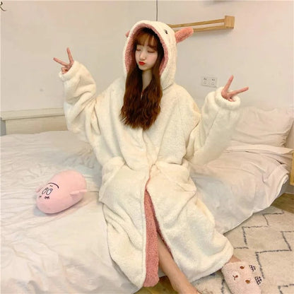 Kawaii Cartoon Dinosaur Hooded Pajamas Dress