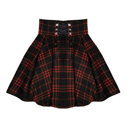 Goth High Waist Plaid Mini Skirt