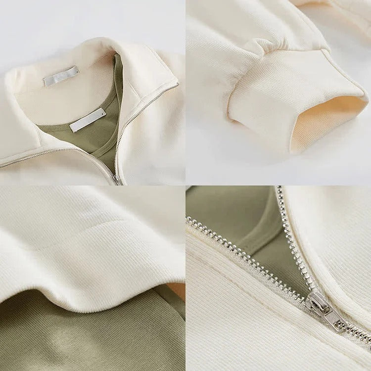 Zipper Lining T-Shirt Vest Pockets Cargo Pants Two Piece Set