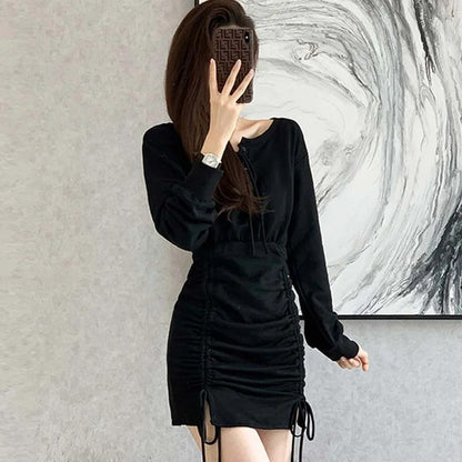Retro Goth Off The Shoulder Lace Up Ruffle Dress