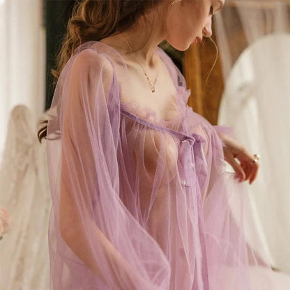 Sexy Bowknot See Through Tulle Lingerie Dress