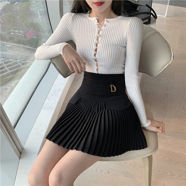 Fashion D Symbol High Waist Skirt Meowhiskers