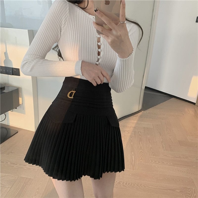 Fashion D Symbol High Waist Skirt Meowhiskers