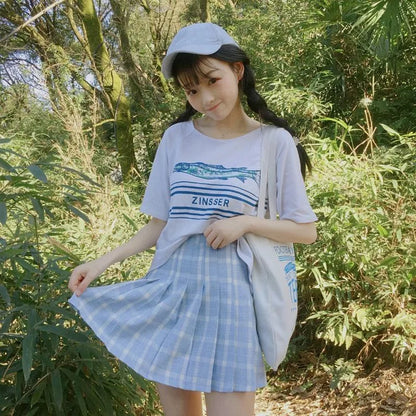 JK Kawaii Pleated Plaid Mini Skirt