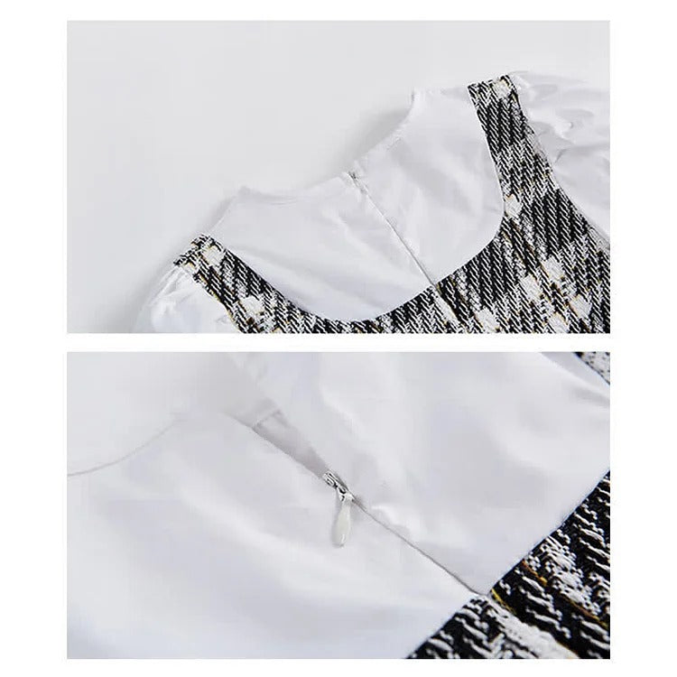 Plaid Lattice Print Shirt Fishtail Denim Skirt Two Piece Set
