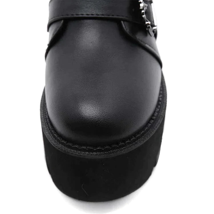 Vintage Punk Buckle Zipper Platform Boots