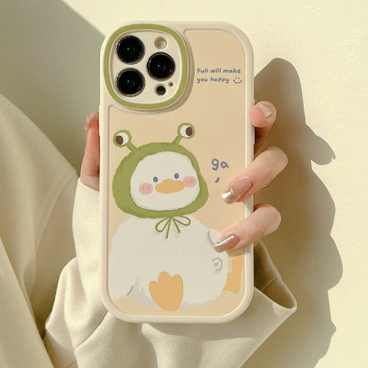 Kawaii Cartoon Duck Frog Eyes Hat iPhone Case