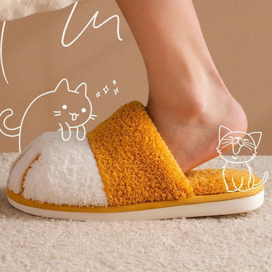 Kawaii Cartoon Kitty Paw Plush Slippers