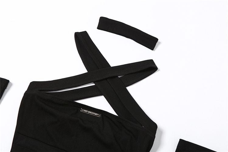 Hollow Out Black Mysterious High Street Dress Meowhiskers