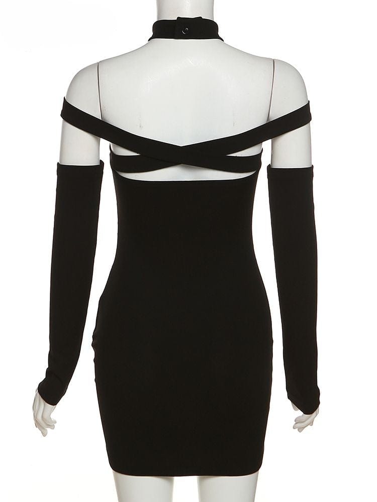 Hollow Out Black Mysterious High Street Dress Meowhiskers