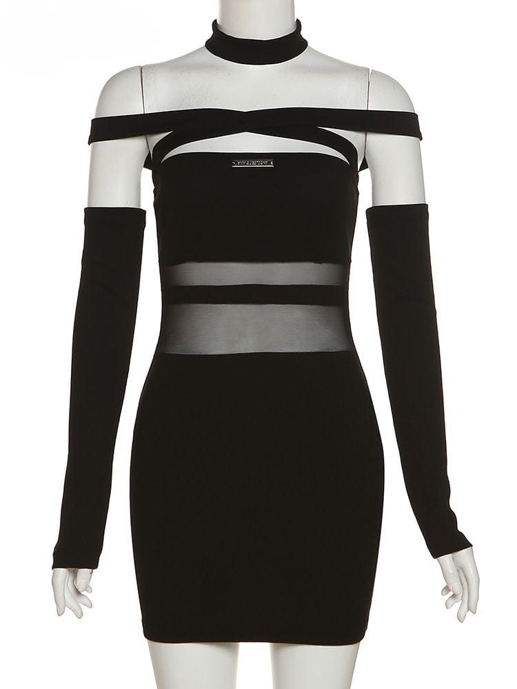 Hollow Out Black Mysterious High Street Dress Meowhiskers